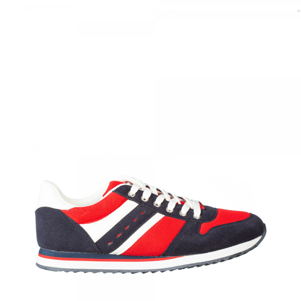 Pantofi sport barbati Ginni rosii cu albastru, 2 - Kalapod.net